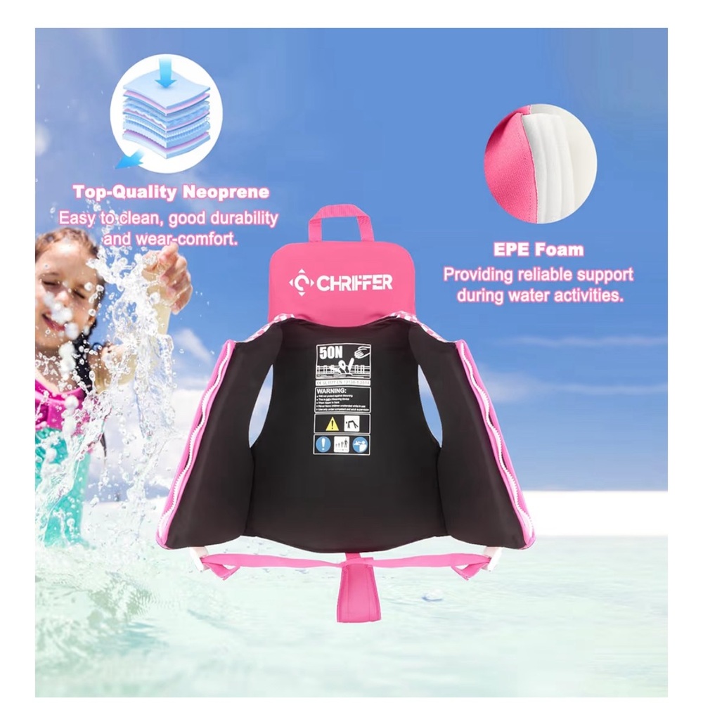 NWT Toddler white and pink Swim Vest Life jacket Adjustable Size guide in photos - Picture 8 of 13